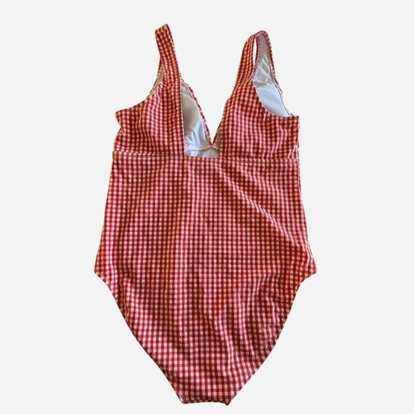 NWOT Shade & Shore Retro  Gingham One-Piece Swimsuit Red and White Size L - Picture 2 of 6